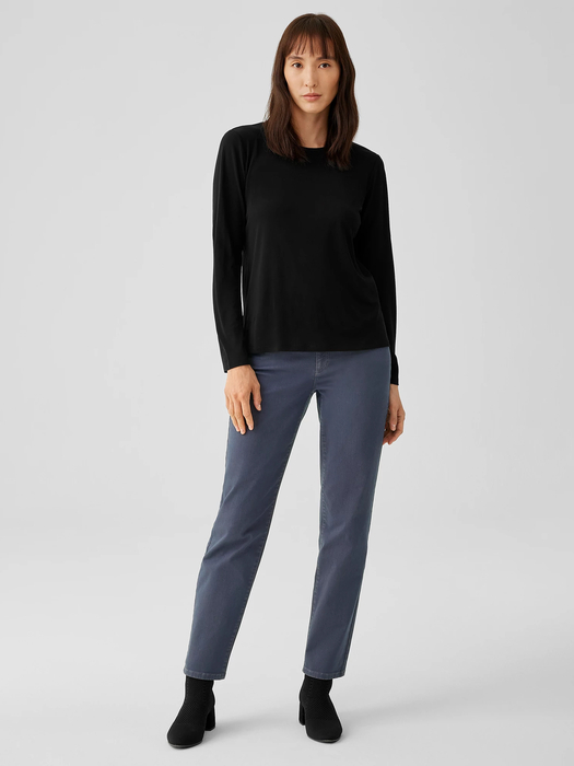 Stretch Silk Jersey Crew Neck Top - Eileen Fisher Outlet