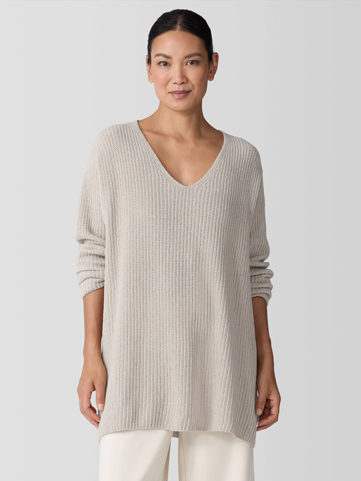 Organic Cotton Chenille V-Neck Top - Eileen Fisher Outlet