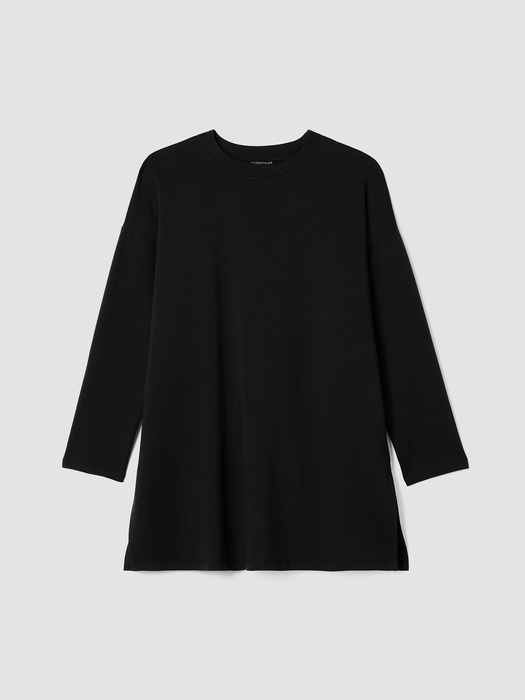 Cozy Brushed Terry Hug Crew Neck Long Top - Eileen Fisher Outlet