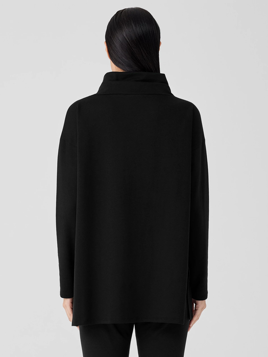 Cozy Brushed Terry Hug Funnel Neck Long Top - Eileen Fisher Outlet