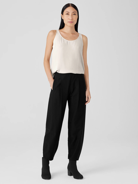Washable Stretch Crepe Pleated Lantern Pant - Eileen Fisher Outlet