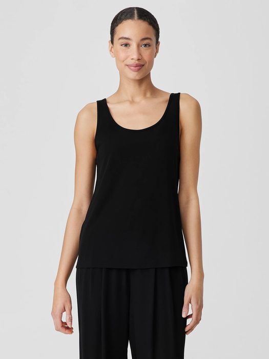 Stretch Silk Jersey Scoop Neck Tank - Eileen Fisher Outlet