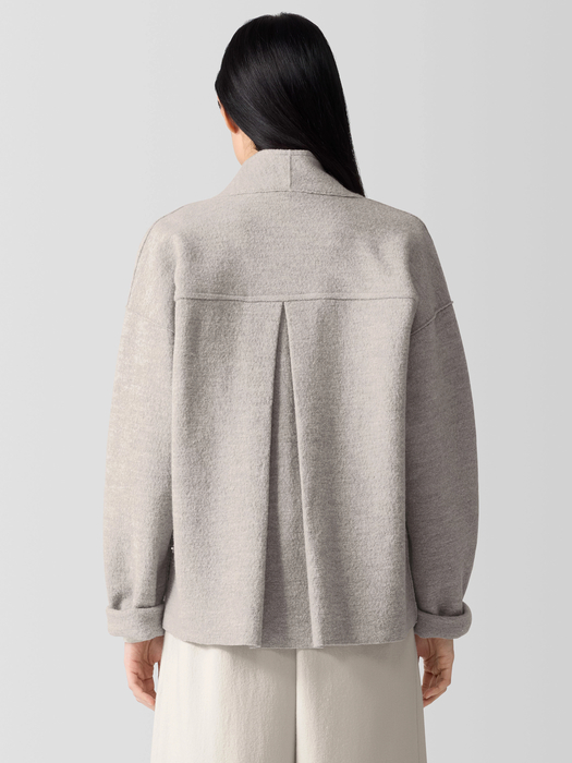 Lightweight Boiled Wool High Collar Jacket in Regenerative Wool - Eileen Fisher Outlet