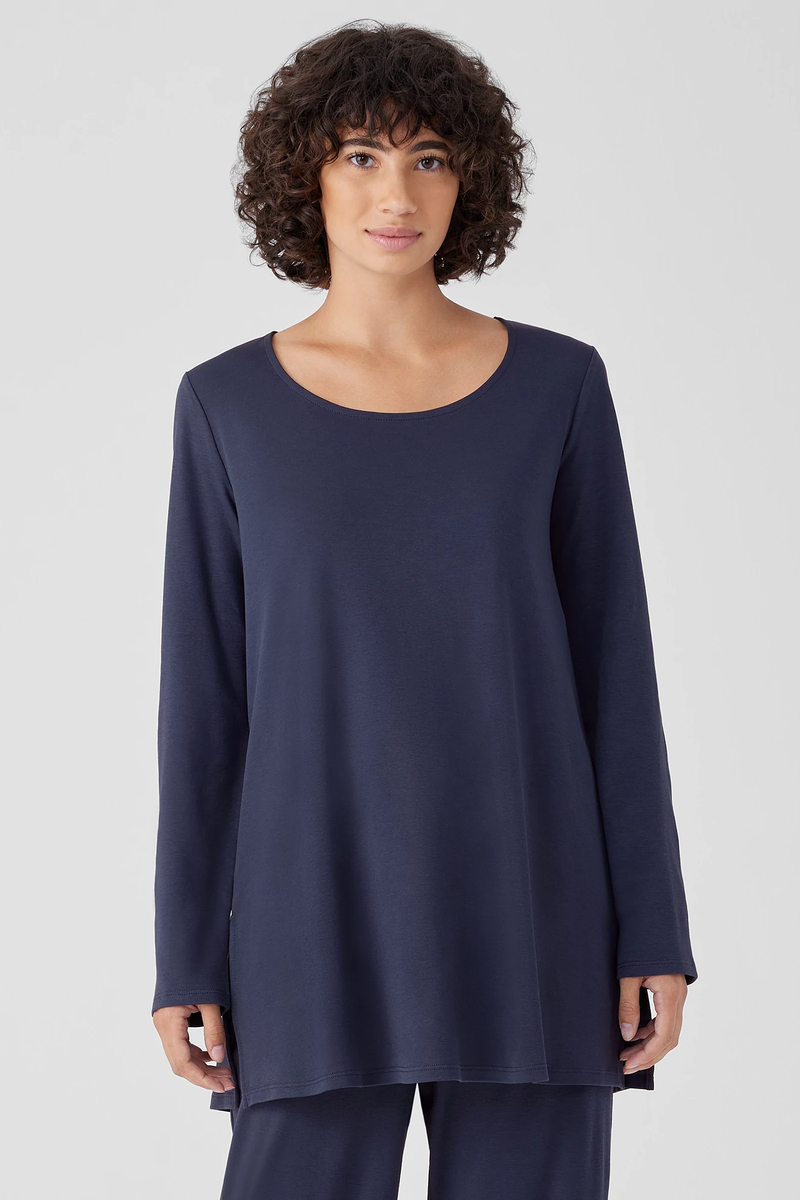 Organic Cotton Interlock U-Neck Sleep Top - Eileen Fisher Outlet