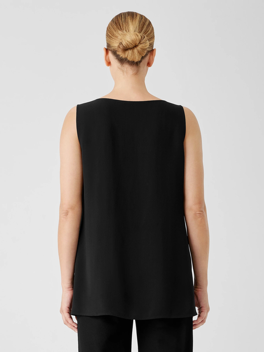 Silk Georgette Crepe Ballet Neck Tank - Eileen Fisher Outlet