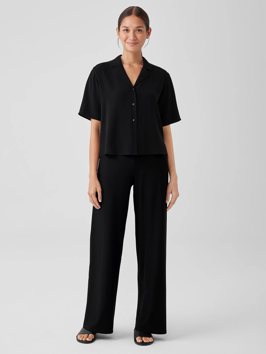 Washable Stretch Crepe High-Waisted Wide Pant - Eileen Fisher Outlet