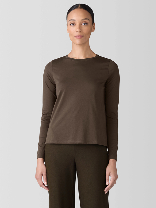 Organic Pima Cotton Jersey Long-Sleeve Tee - Eileen Fisher Outlet