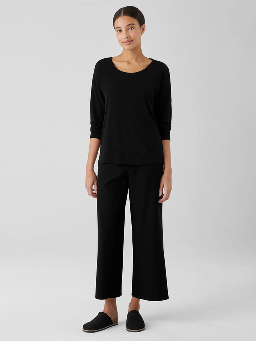 Stretch Silk Jersey Scoop Neck Top - Eileen Fisher Outlet