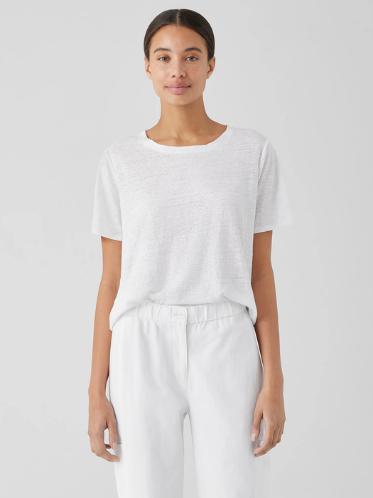 Organic Linen Jersey Crew Neck Tee - Eileen Fisher Outlet