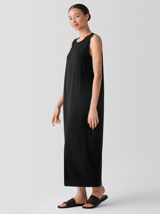 Stretch Jersey Knit Round Neck Dress - Eileen Fisher Outlet