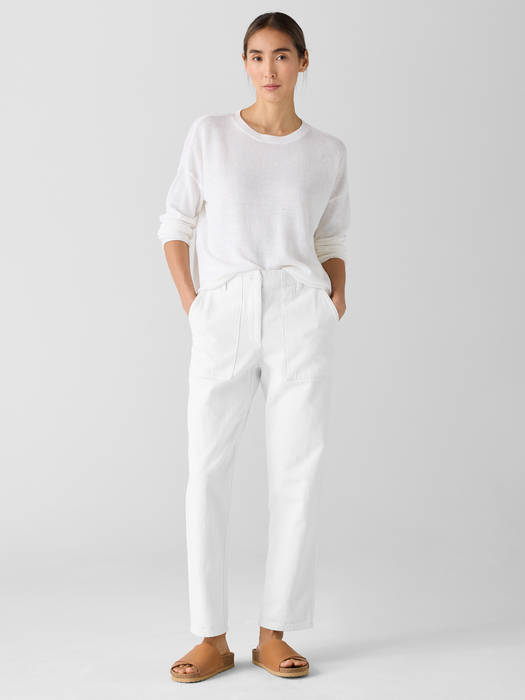 Garment-Dyed Utility Cotton Tapered Pant - Eileen Fisher Outlet