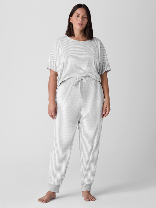 Striped Organic Cotton Interlock Jogger Sleep Pant - Eileen Fisher Outlet