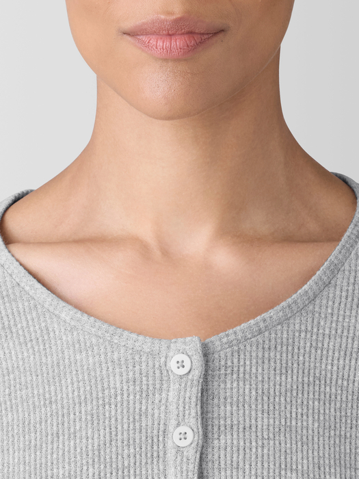 Mélange Organic Cotton Waffle Henley Sleep Top - Eileen Fisher Outlet