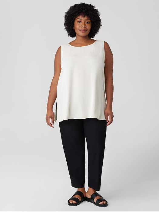 Silk Georgette Crepe Ballet Neck Tank - Eileen Fisher Outlet