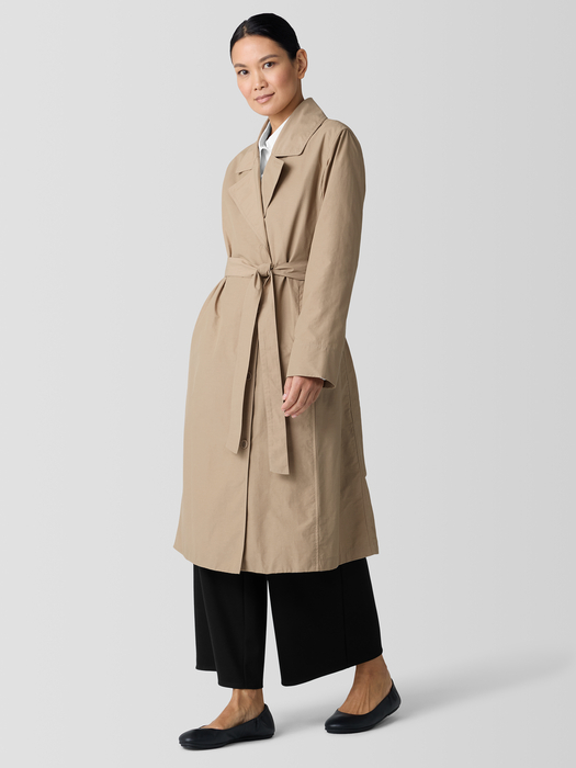 Light Cotton Nylon Trench Coat - Eileen Fisher Outlet