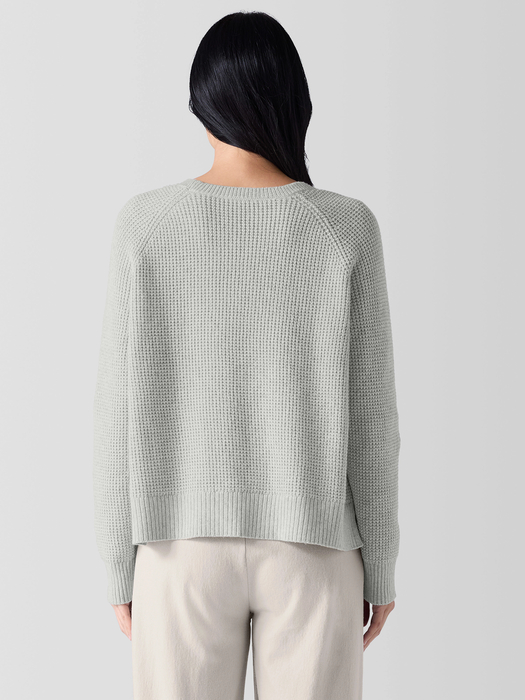 Cotton and Recycled Cashmere Thermal Crew Neck Top - Eileen Fisher Outlet