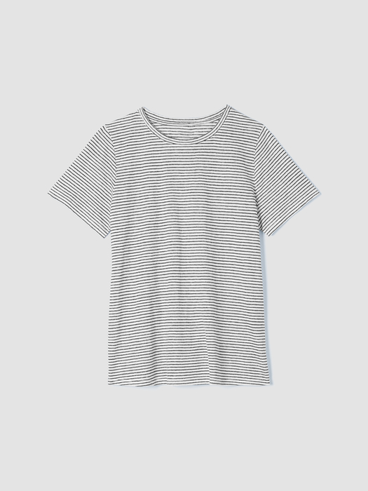Striped Organic Linen Jersey Crew Neck Tee - Eileen Fisher Outlet