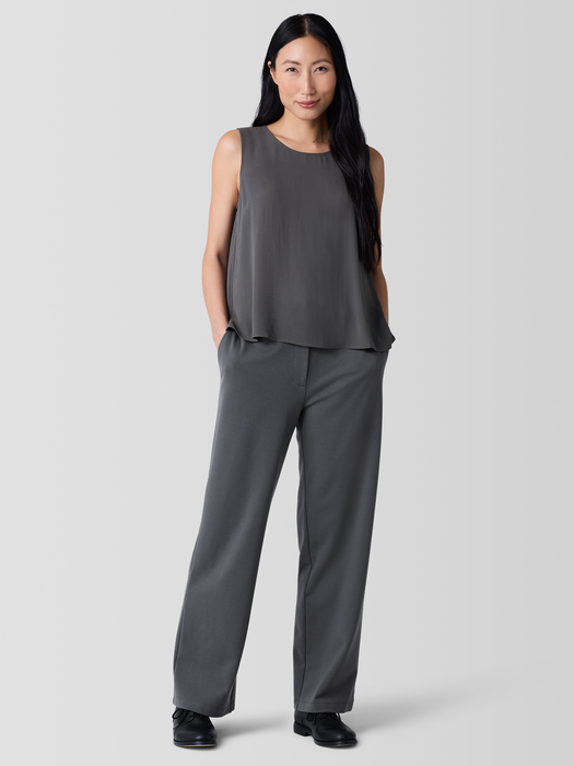 Silk Georgette Crepe Round Neck Tank - Eileen Fisher Outlet