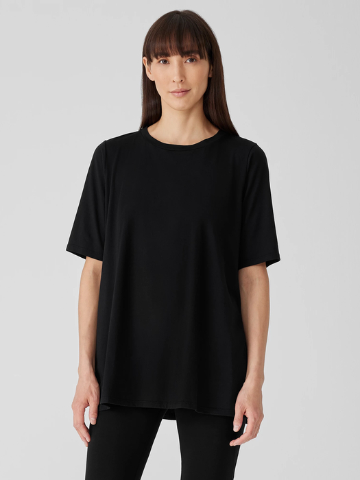 Organic Pima Cotton Jersey Long Tee - Eileen Fisher Outlet