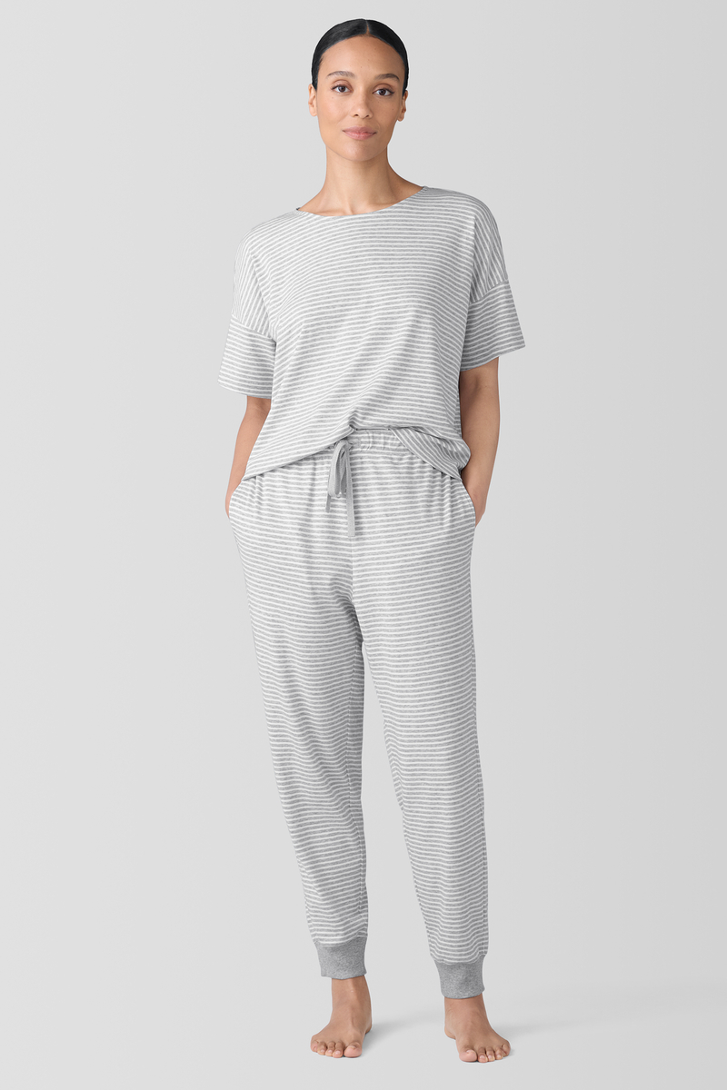 Striped Organic Cotton Interlock Sleep Tee - Eileen Fisher Outlet