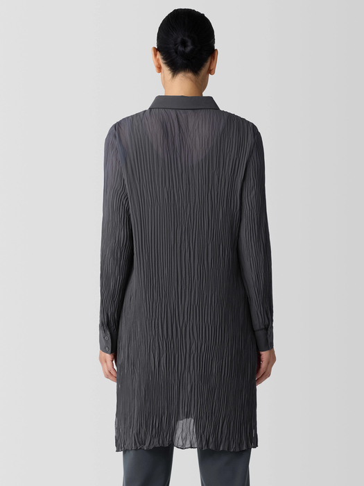Crinkled Sheer Silk GeorgetteLong Shirt - Eileen Fisher Outlet