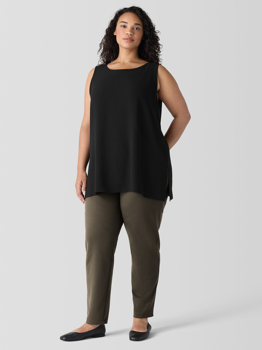 Silk Georgette CrepeBallet Neck Long Tank - Eileen Fisher Outlet
