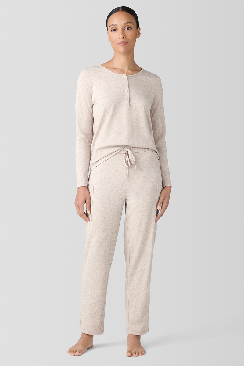 Mélange Organic Cotton Waffle Henley Sleep Top - Eileen Fisher Outlet