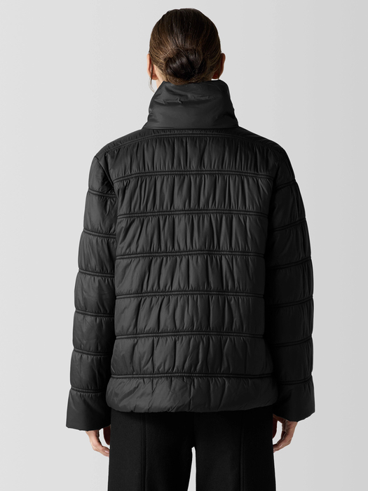 Eggshell Recycled Nylon Stand Collar Short Coat - Eileen Fisher Outlet