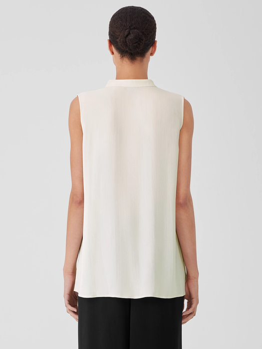 Silk Georgette Crepe Sleeveless Shirt - Eileen Fisher Outlet