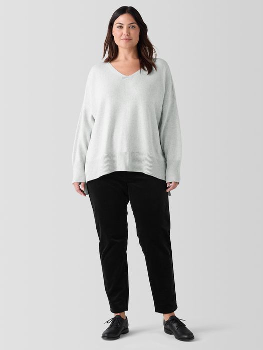 Cotton and Recycled Cashmere V-Neck Top - Eileen Fisher Outlet