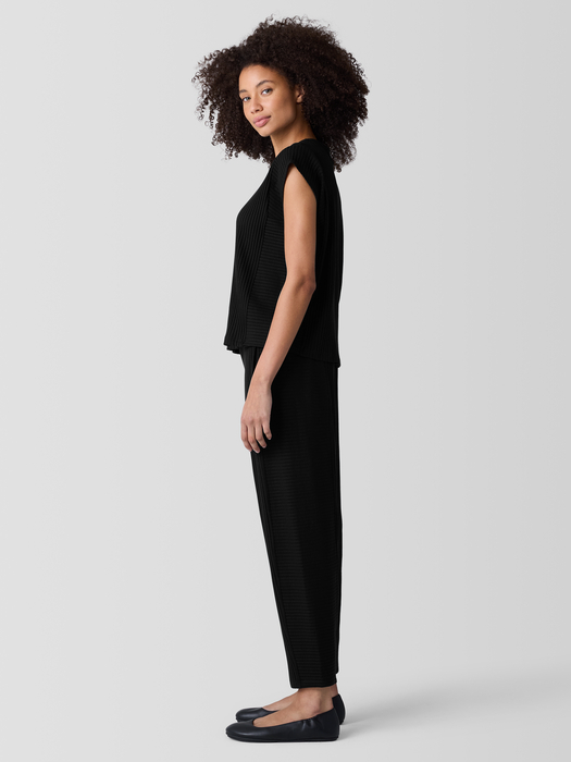 Textured Stretch Rib Round Neck Top - Eileen Fisher Outlet
