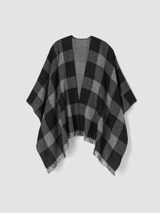 Reversible Wool Check Poncho - Eileen Fisher Outlet