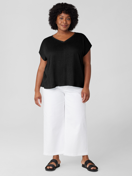 Organic Linen Jersey V-Neck Tee - Eileen Fisher Outlet
