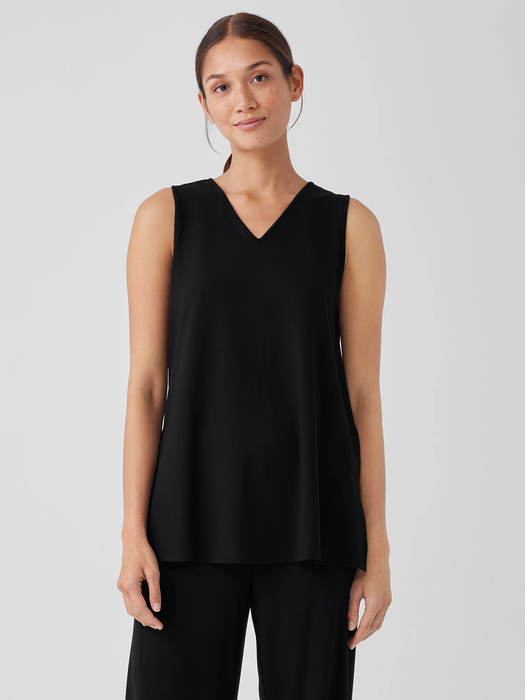Stretch Jersey Knit V-Neck Tank - Eileen Fisher Outlet