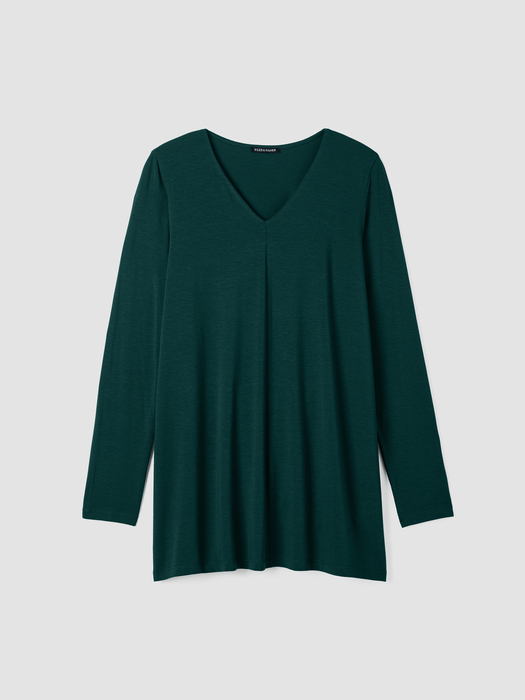 Fine Jersey V-Neck Long Top - Eileen Fisher Outlet