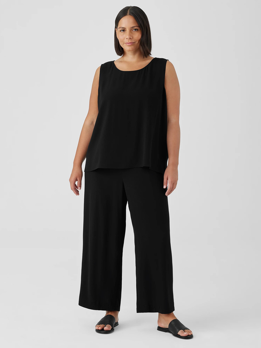 Silk Georgette Crepe Ballet Neck Tank - Eileen Fisher Outlet
