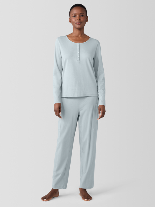 Organic Cotton Interlock Henley Sleep Top - Eileen Fisher Outlet