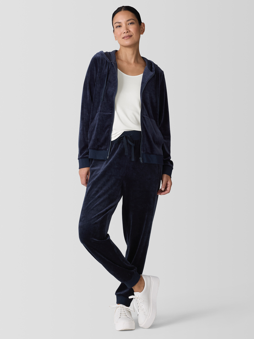 Cozy Velour Knit Hooded Jacket - Eileen Fisher Outlet