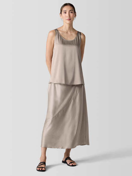 Stretch Silk Charmeuse Scoop Neck Tank - Eileen Fisher Outlet