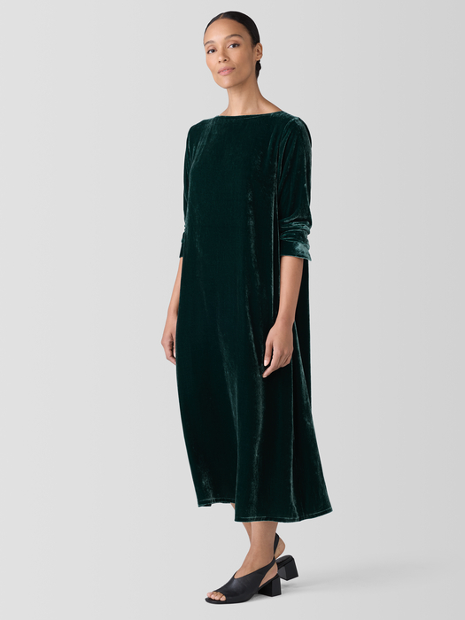 Velvet Bateau Neck Dress - Eileen Fisher Outlet