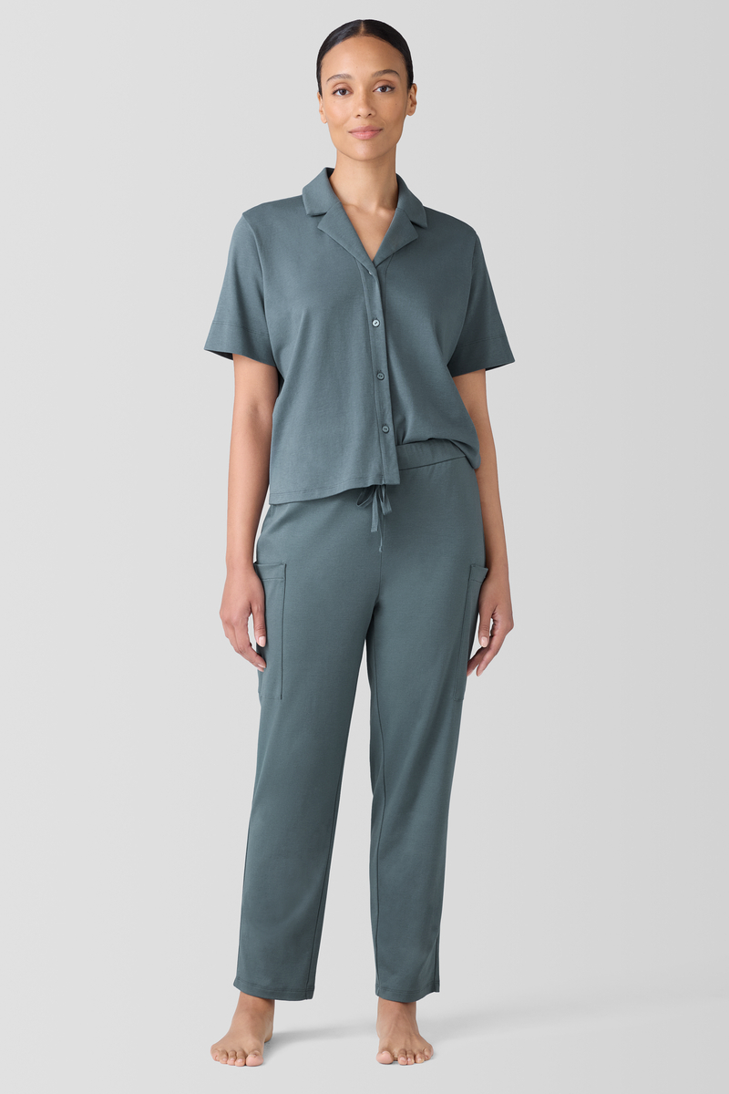 Organic Cotton Interlock Henley Sleep Top - Eileen Fisher Outlet