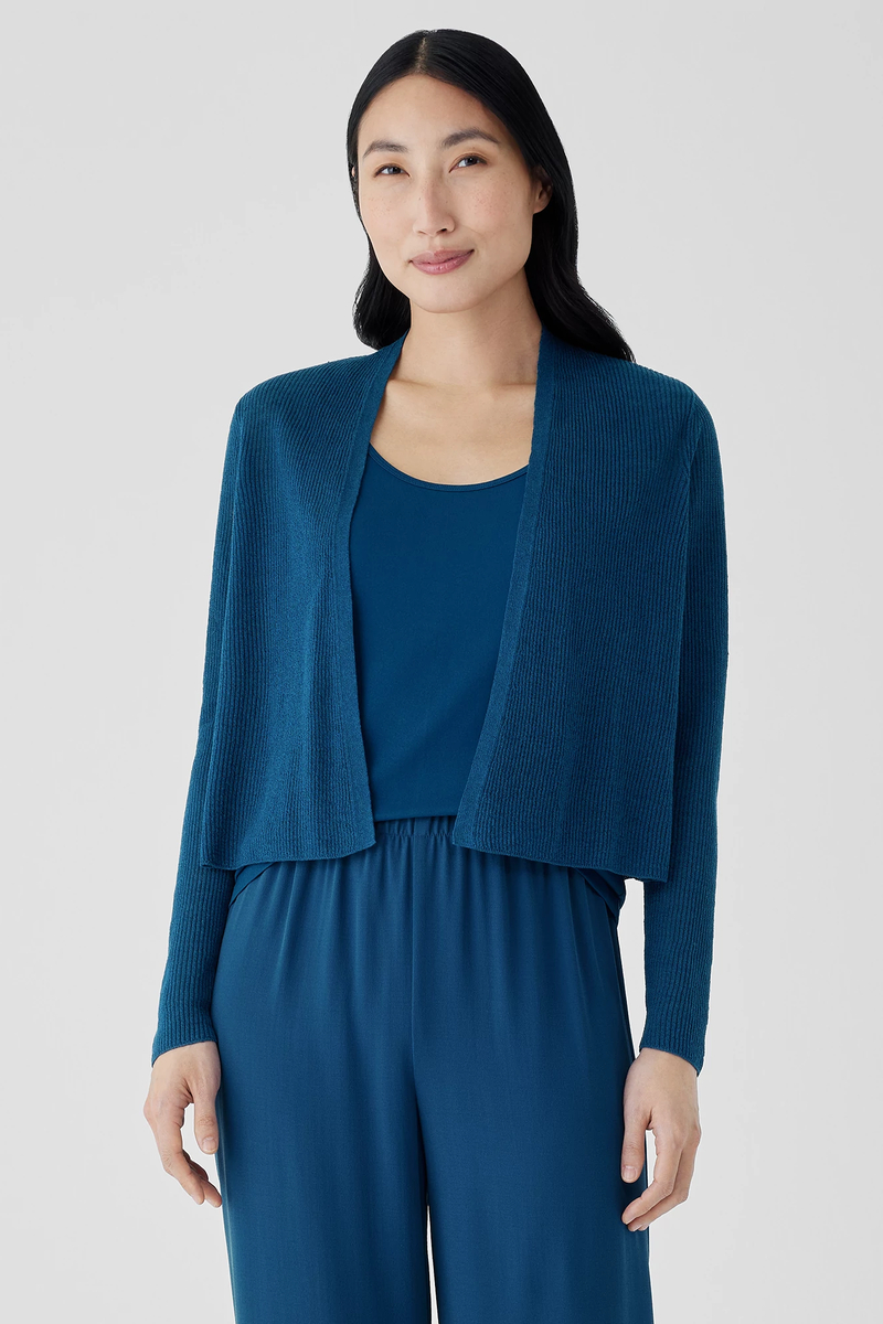 Crushed Silk Jewel NeckTiered Dress - Eileen Fisher Outlet