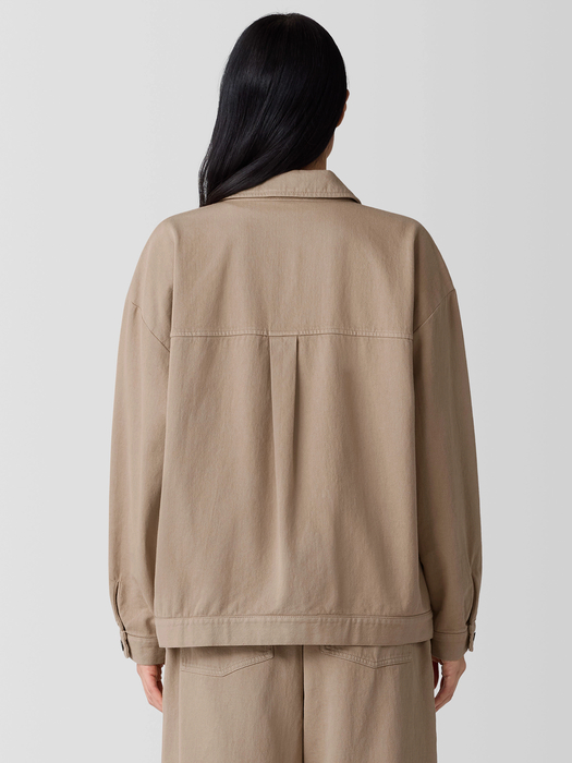 Garment-Dyed Utility CottonClassic Collar Jacket - Eileen Fisher Outlet