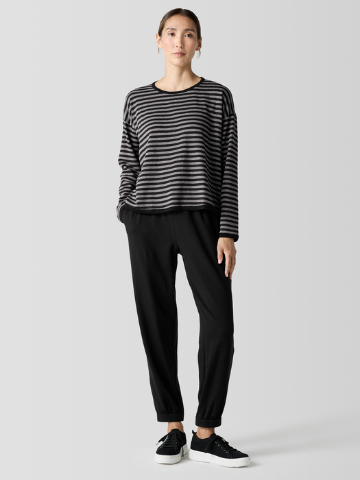 Striped Cozy Brushed Terry Box-Top - Eileen Fisher Outlet