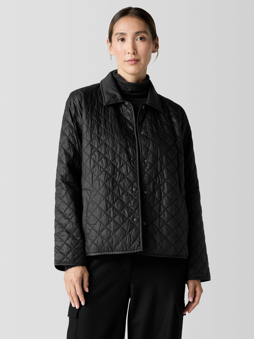 Eggshell Recycled Nylon Classic Collar Coat - Eileen Fisher Outlet