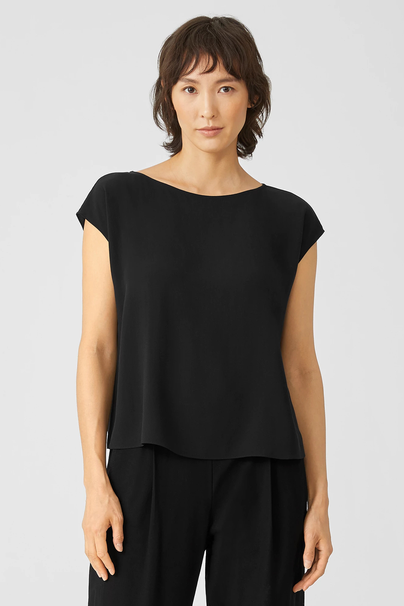 Silk Georgette Crepe Pant with Slits - Eileen Fisher Outlet