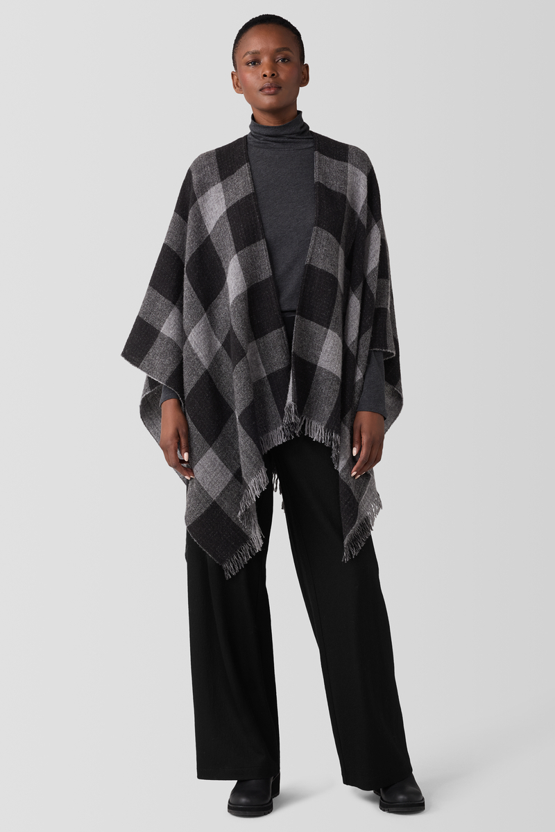 Brushed Recycled Cotton Cashmere Poncho - Eileen Fisher Outlet