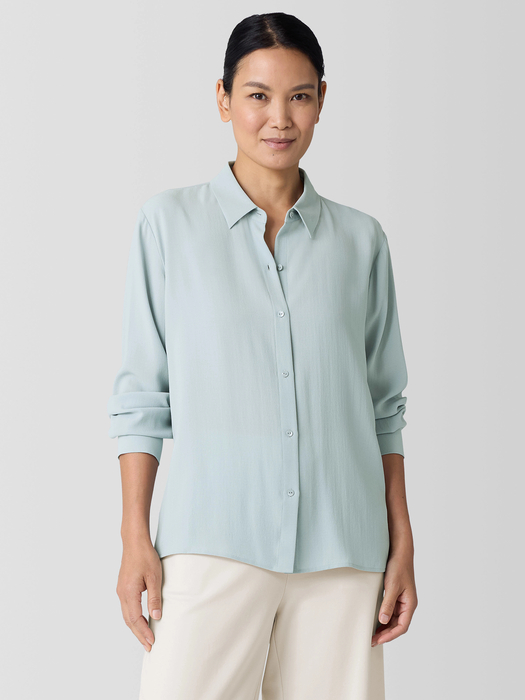 Silk Georgette Crepe Classic Collar Shirt - Eileen Fisher Outlet