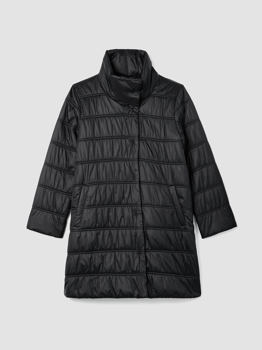 Eggshell Recycled Nylon Stand Collar Coat - Eileen Fisher Outlet