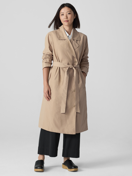 Light Cotton Nylon Trench Coat - Eileen Fisher Outlet